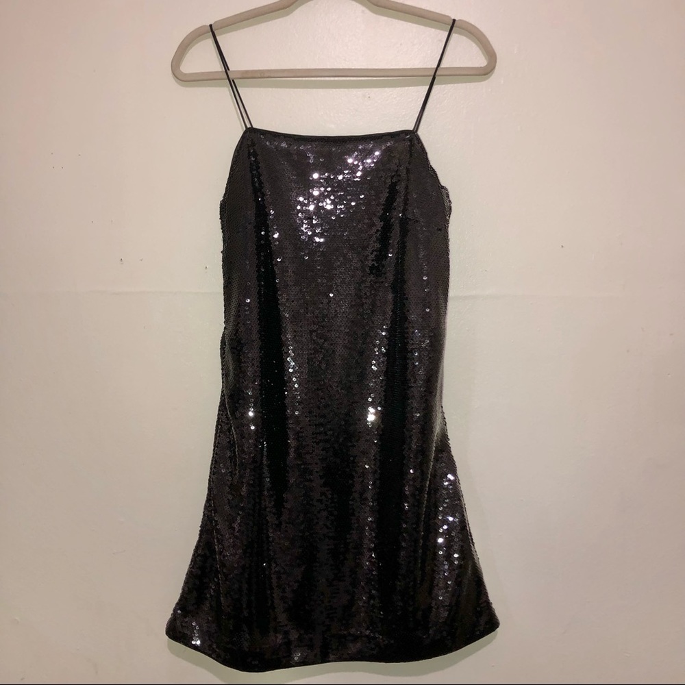 H&M black sequined mini dress Size:Small